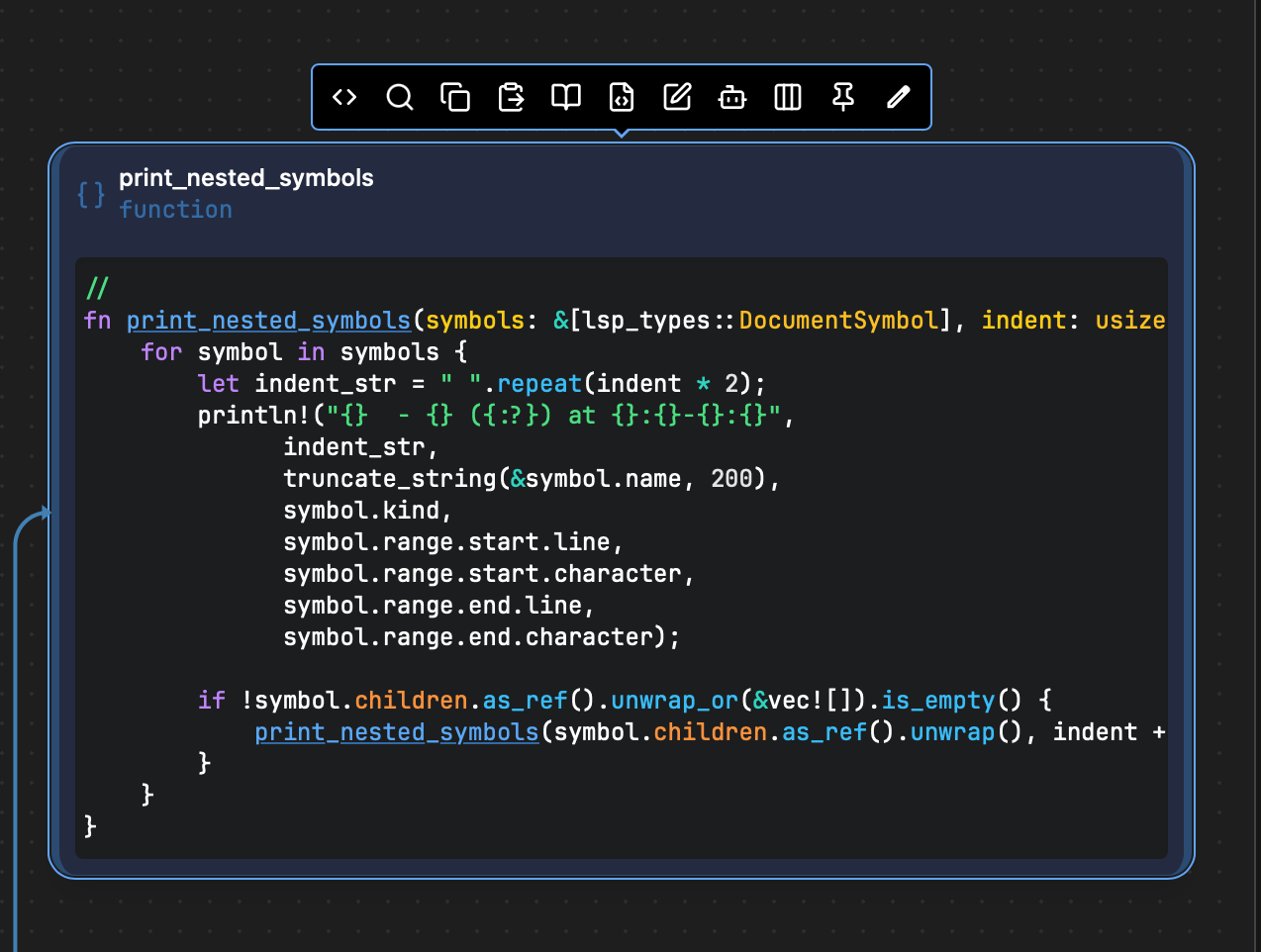Blocks delineate code structures for quick view and edit actions